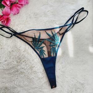 NWOT Thistle & Spire Brooklyn Haze Embroidered Thong Panty Emerald Green 3X New